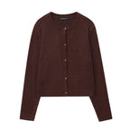 Elegant Women's Cardigan with Button Closure and Round Neckline