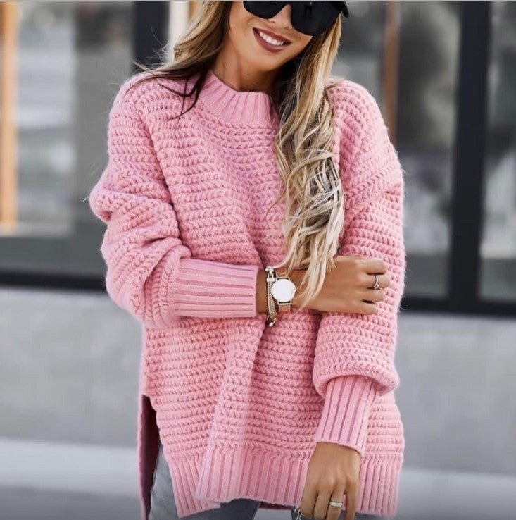 Women's Chunky Knit Sweater with Modern Texture and Loose Fit