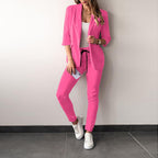 Women's Elegant and Modern Suit Set with Tailored Blazer and Slim Pants