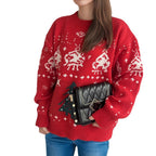 Women's Knit Christmas Sweater with Festive Motifs