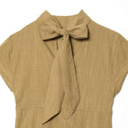 Women's Blouse with Elegant Stand-Up Collar and Pleated Details