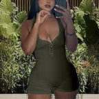 Women's Jumpsuit with Deep Neckline and Zipper