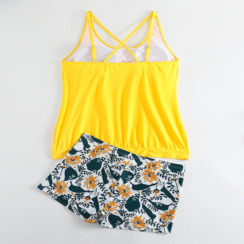 Women's Swimsuit with Wide-Cut Top and Floral Bottom