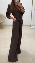 Women's Blazer and Wide-Leg Trouser Set