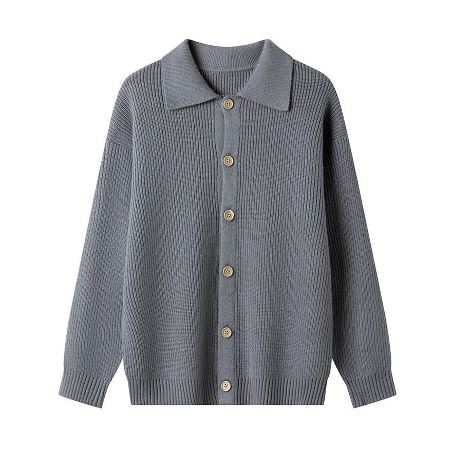 Women's Patterned Cardigan with Collar and Button Placket