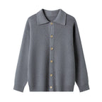 Women's Patterned Cardigan with Collar and Button Placket