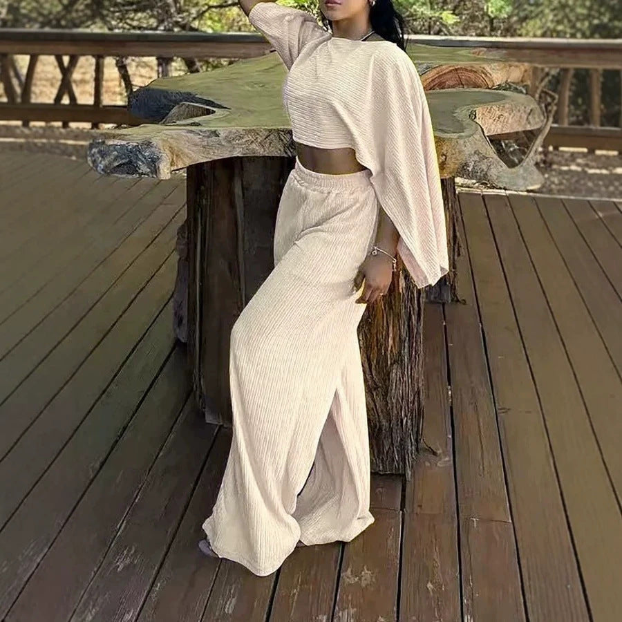 Women's Crop Top and Wide Skirt Set