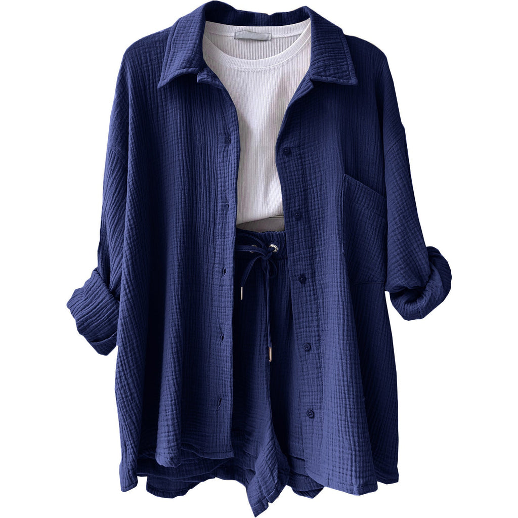 Women's Casual Short Oversized Shirt with Pockets