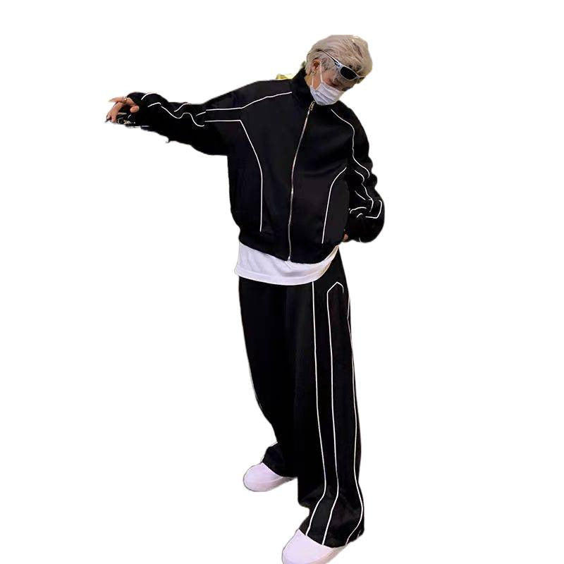 Unisex Oversize Tracksuit Set with Contrast Piping