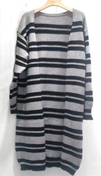 Women's Cozy Knit Coat with Casual Stripe Pattern