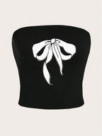 Women's Bandeau Top with Fruit Print and Form-Fitting Cut