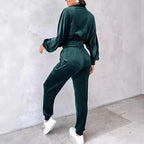 Women's Casual Sport Suit with Elastic Waistband and Pockets
