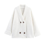 Women's Quilted Cardigan with Decorative Button Closure and High Collar