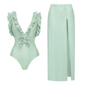 Women's Swimsuit with Voluminous Ruffles and Elegant Maxi Skirt