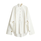 Women's Fashionable Oversized Blouse with Special Button Details