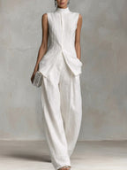 Women's Elegant High-Neck Wide-Leg Jumpsuit