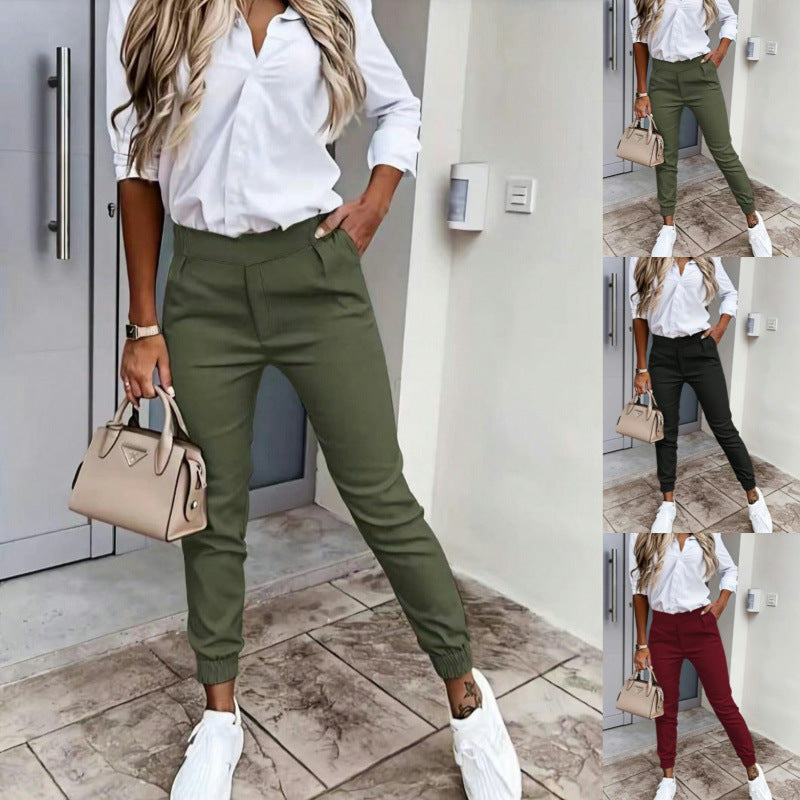 Women's Comfortable Chino Pants with Elastic Waist