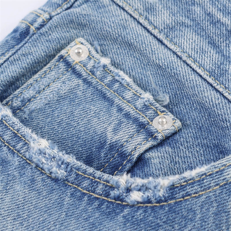 Women's Distressed Flared Jeans with Frayed Hems