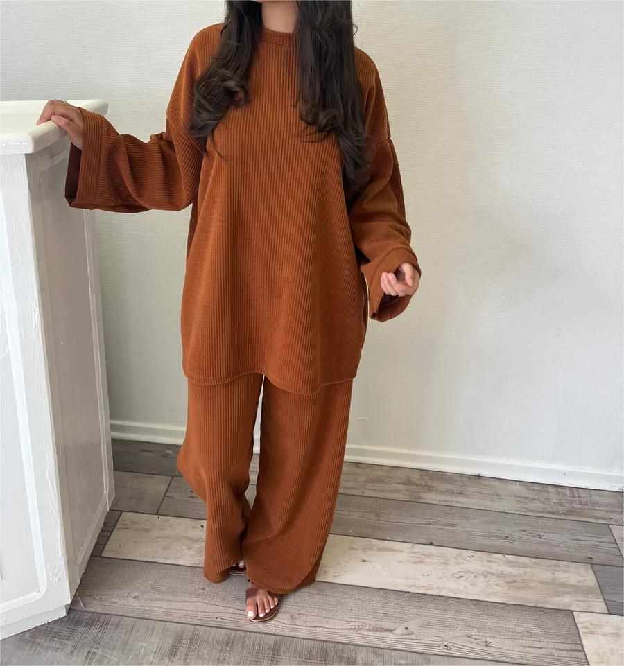 Women's Comfortable and Stylish Ribbed Knit Lounge Set