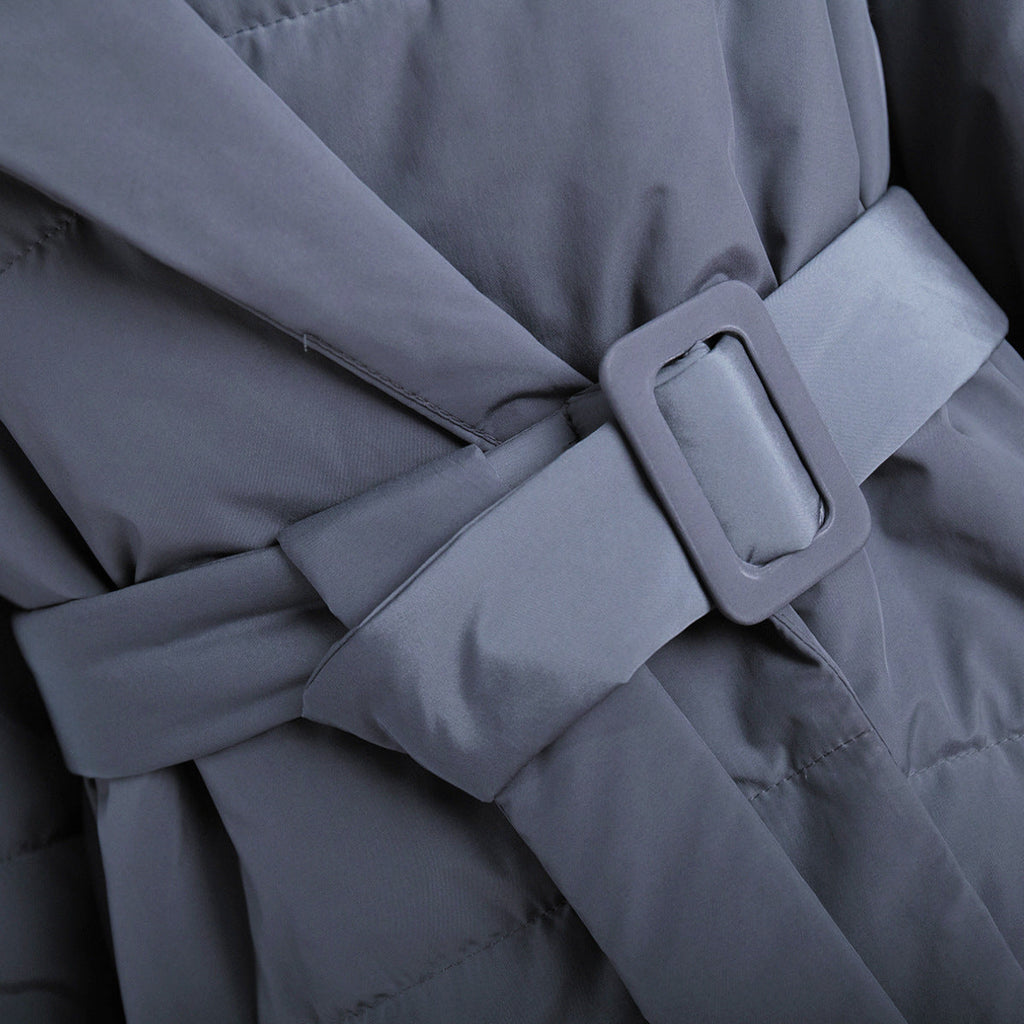 Elegant Padded Jacket with Waist Belt