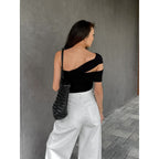 Women's Asymmetrical Top with Elegant Wrap Detail
