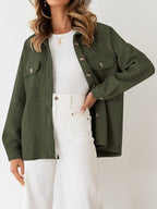 Women's Quilted Overshirt with Pockets and Button Details