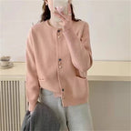 Women's Cozy Cardigan with Colorful Buttons and Practical Pockets