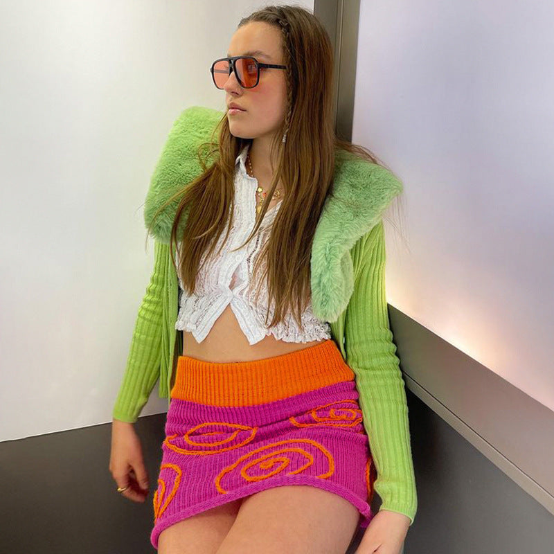 Women's Mini Skirt with Unique Spiral Design