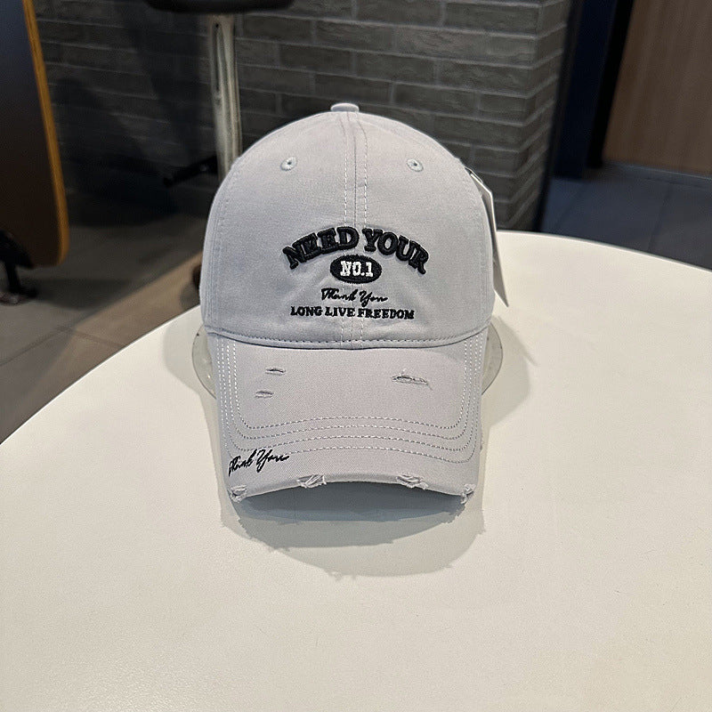 Men's Distressed Cotton Embroidered Baseball Cap