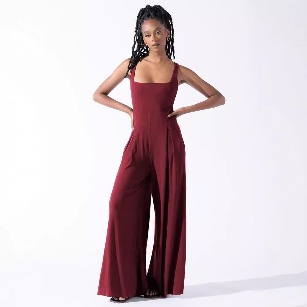 Women's Wide-Leg Jumpsuit with Deep Back