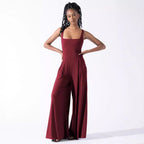 Women's Wide-Leg Jumpsuit with Deep Back