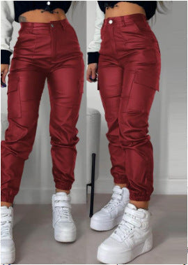 Women's Cargo Joggers with Elastic Waist and Side Pockets