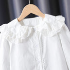 Women's Blouse with Ruffle Details and Puff Sleeves