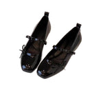Women's Ballet Flats with Strap Closure and Glossy Finish