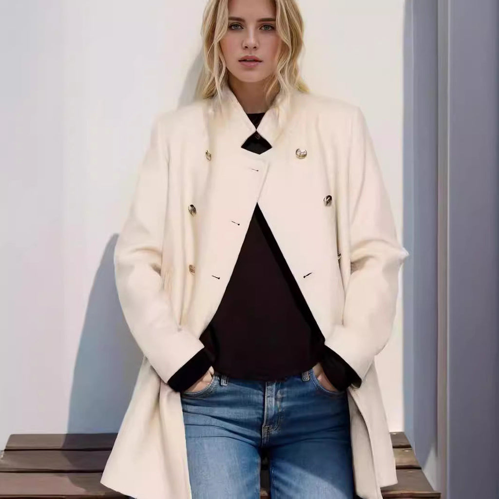 Elegant Duffle Coat with Double-Breasted Button Placket and Luxurious Details