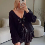 Women's Elegant Cardigan with Glittering Band Detail