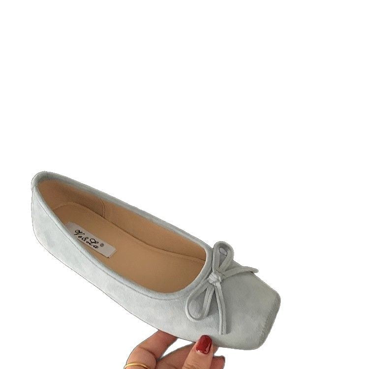 Women's Suede Ballet Flats with Delicate Bow Detail