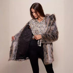 Women's Luxurious Faux Fur Coat with Hood