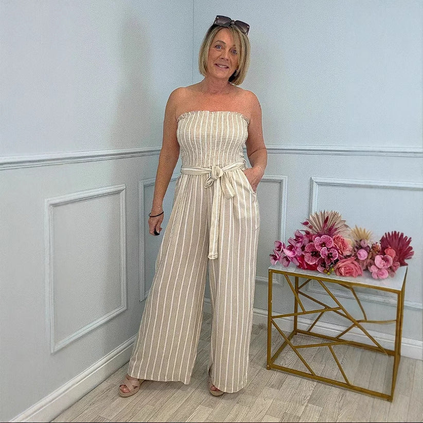 Elegant Striped Jumpsuit with Belt