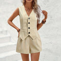 Women's Sleeveless Blazer with Shorts