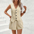 Women's Sleeveless Blazer with Shorts