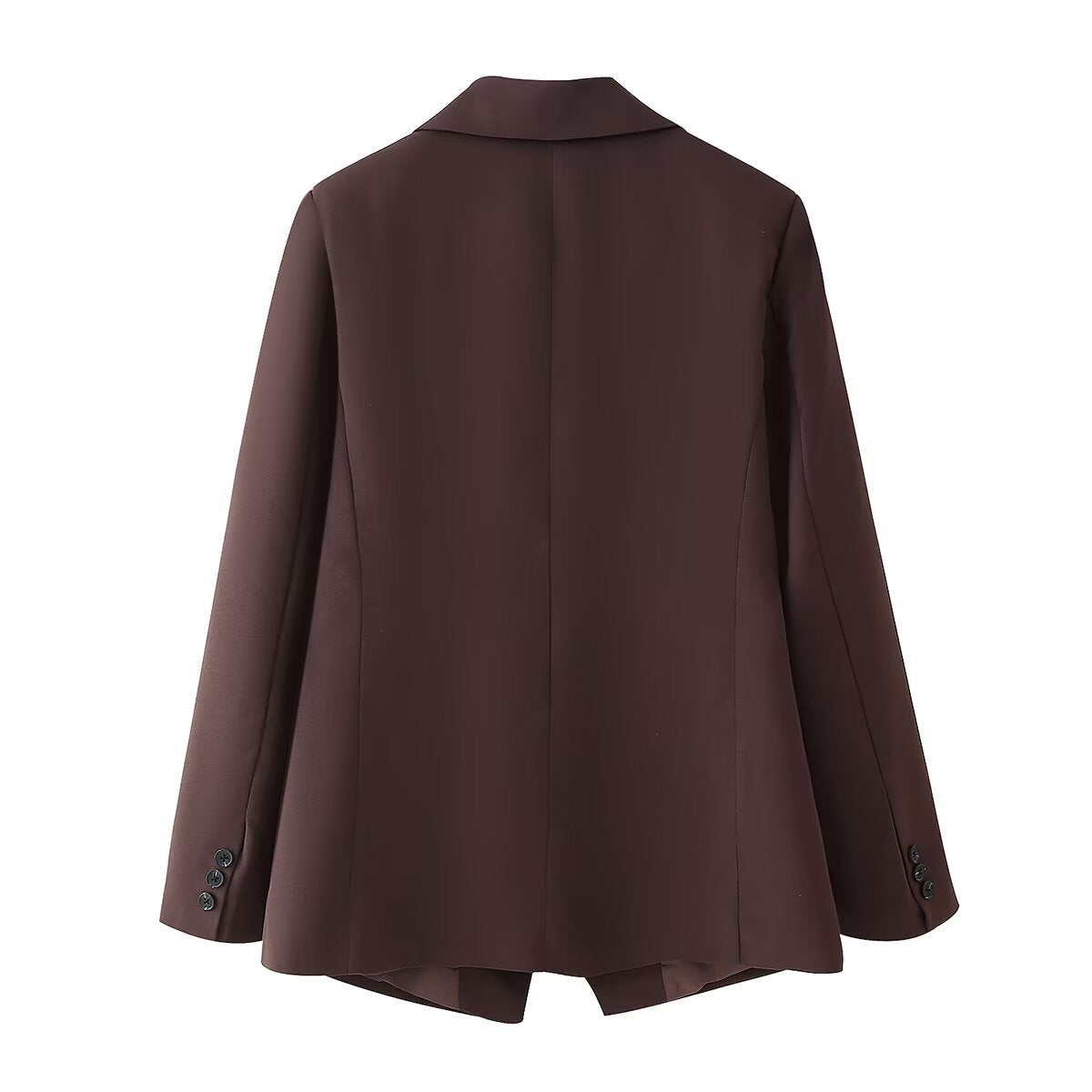 Women's Elegant Oversized Blazer with Double-Breasted Button Placket and Pockets