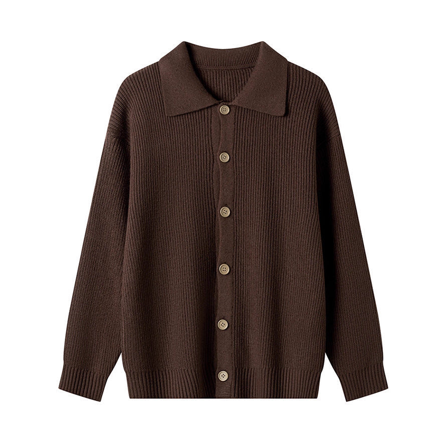 Women's Patterned Cardigan with Collar and Button Placket