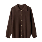 Women's Patterned Cardigan with Collar and Button Placket