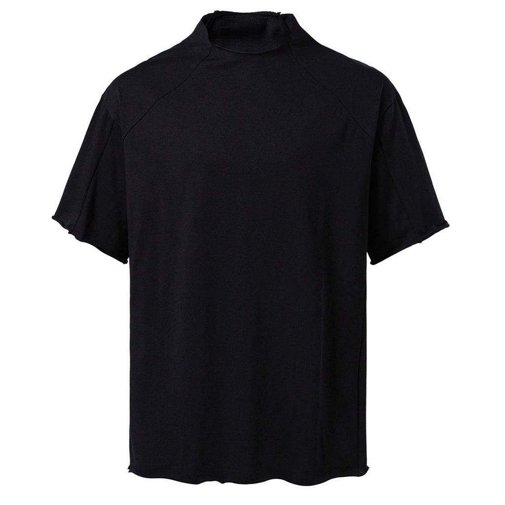 Women's Short-Sleeve Shirt with Modern Stand-Up Collar