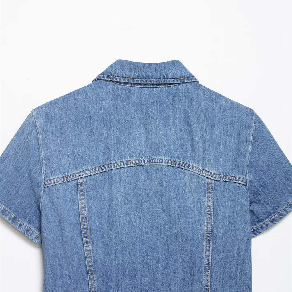 Women's Denim Short Jacket with Zipper