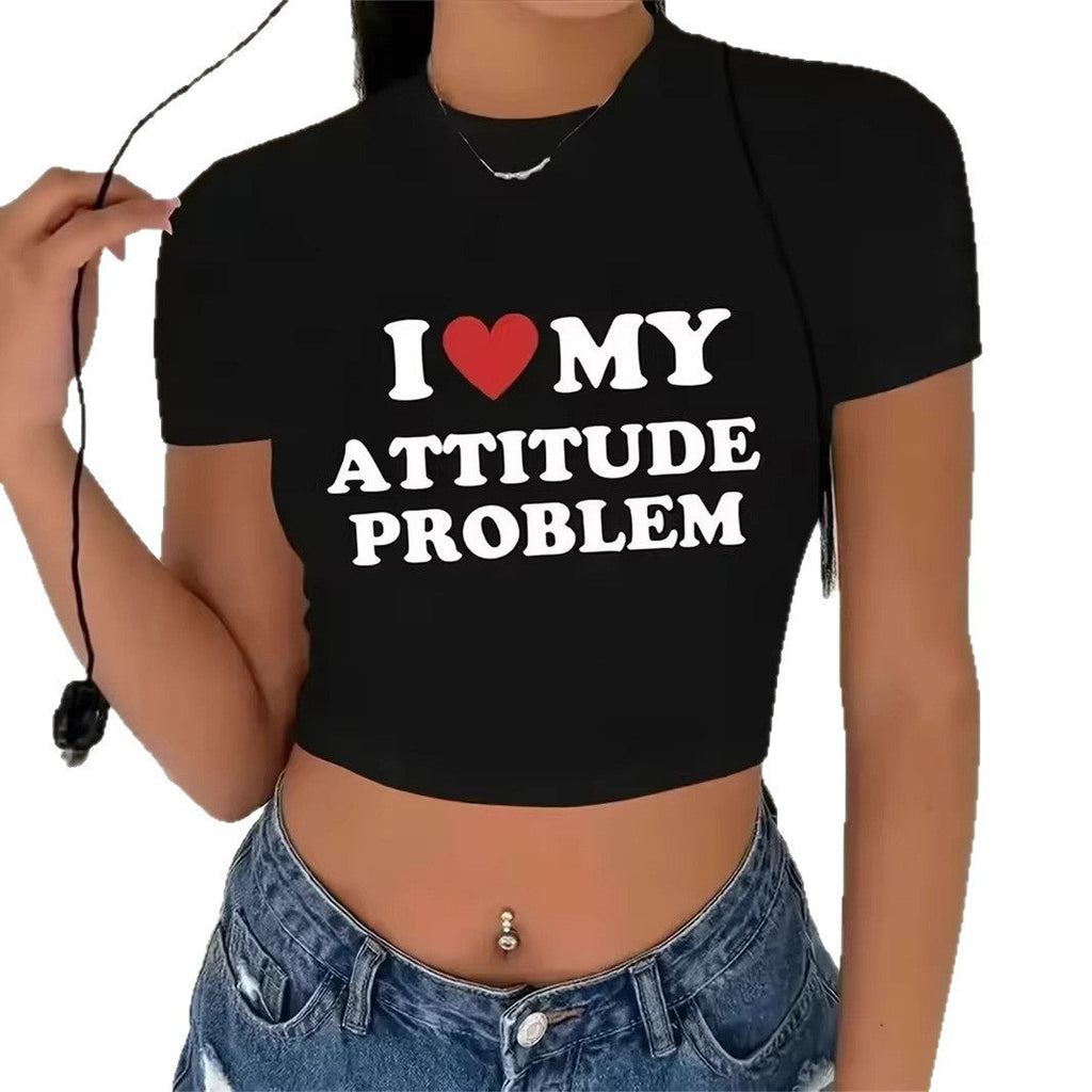 Women's Crop T-Shirt with Creative Lettering