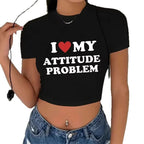 Women's Crop T-Shirt with Creative Lettering