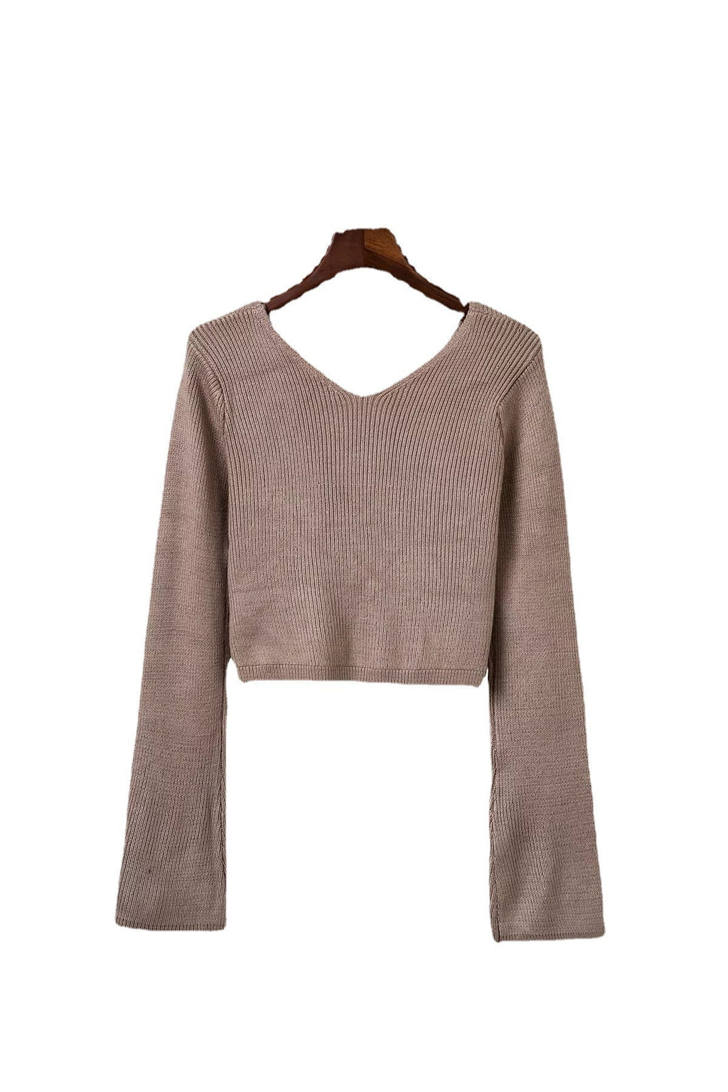 Women's Elegant Cropped Pullover with Deep Neckline and Figure-Hugging Skirt