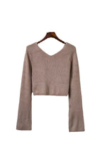Women's Elegant Cropped Pullover with Deep Neckline and Figure-Hugging Skirt